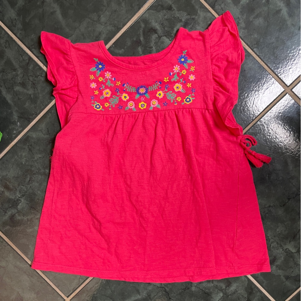 Arizona Jean Company Red Flower Dress Girl’s Size Small S 7/8 Soft Cotton